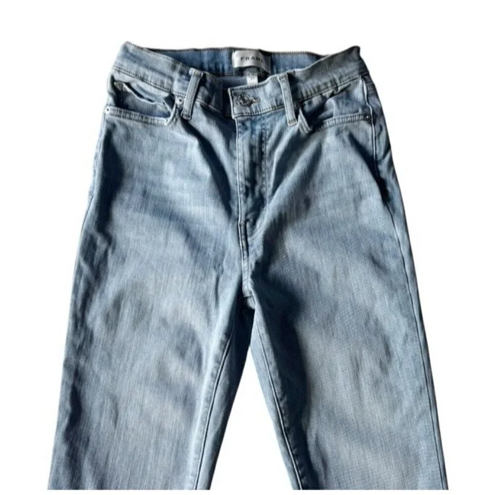 FRAME Le Easy High Waist Raw Hem Flare Jeans Wone's Sz 27 Wilson Raw After Wash